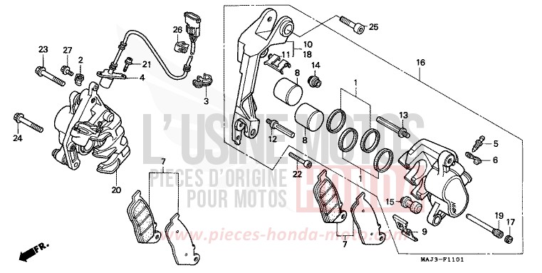 VORDERRAD-BREMSSATTEL (ST1100AS) von Pan-European ABS PEARL ATLANTIS BLUE (B142D) von 1995